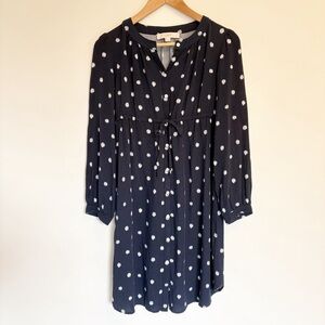 LOFT Navy Blue Polkadot Maternity Dress with 3/4 Sleeves - size XS